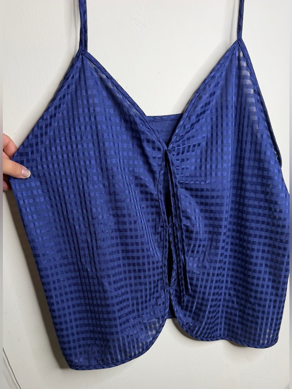 Vintage Petra Fashions Navy Sheer Textured Top
